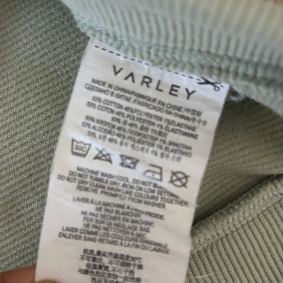 VARLEY Manning Med Lg Sweatshirt Side Zippers Crew Neck Ribbed Green Small - Picture 13 of 13